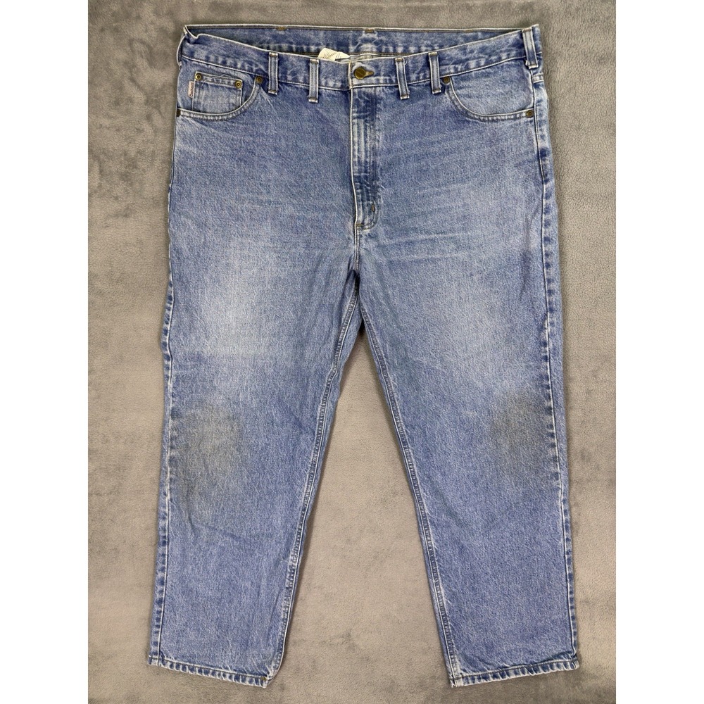 Carhartt Jeans Mens 44x30 Blue Straight Relaxed Medium Wash B160 STW Workwear